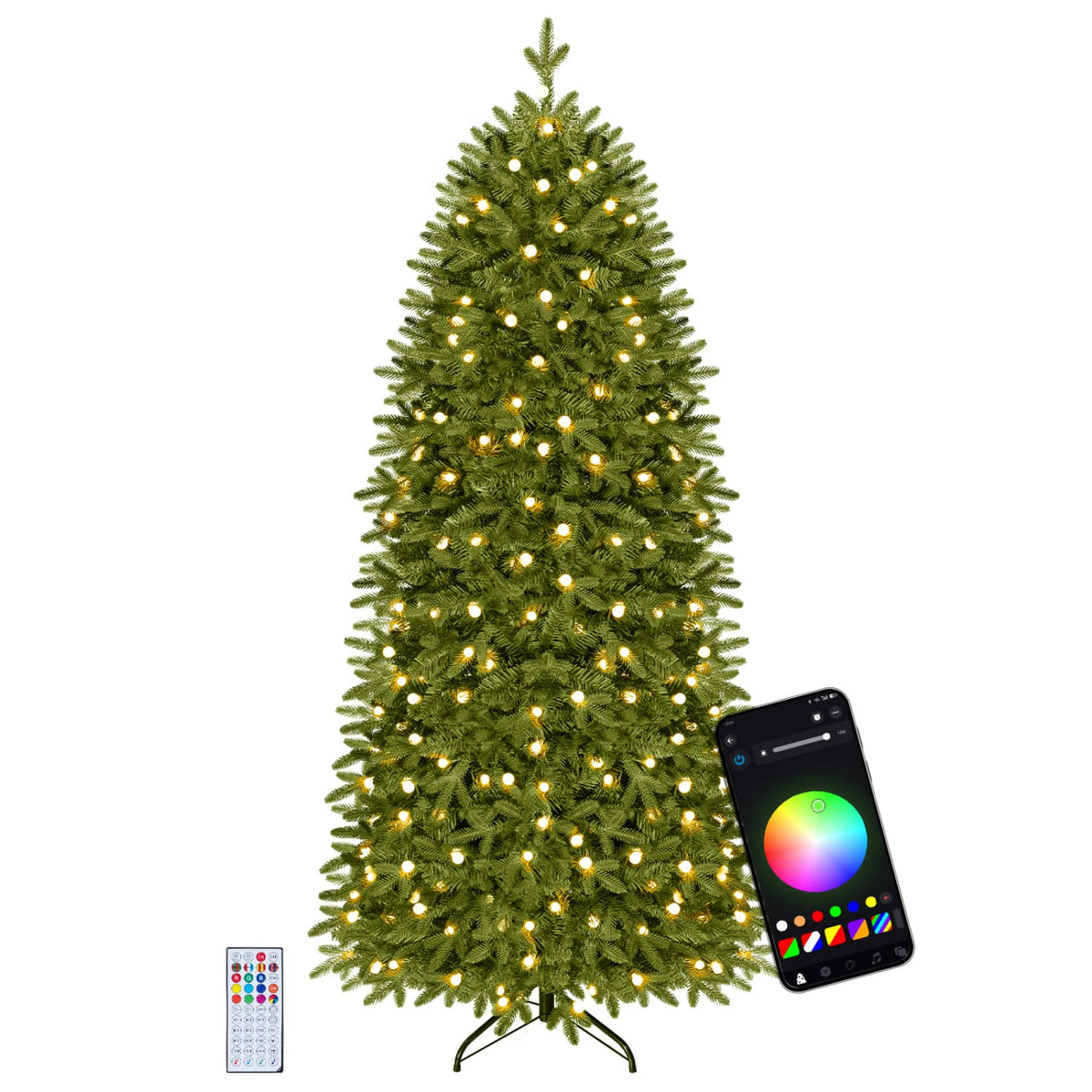 Smart Pencil Christmas Tree with 220 Pre-Lit RGB LED Lights-M-Christmas Trees-DECOROLALA
