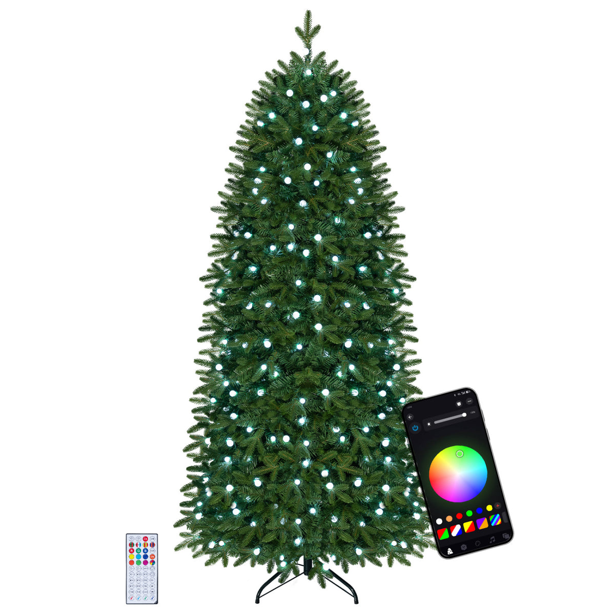 Smart Pencil Christmas Tree with 220 Pre-Lit RGB LED Lights-M-Christmas Trees-DECOROLALA