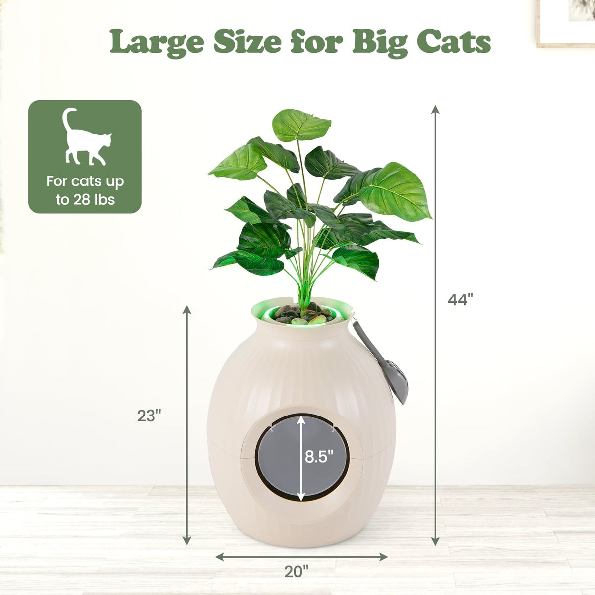 Smart Plant Cat Litter Box with Electronic Odor Removal & Sterilization-Beige-Cat Houses-DECOROLALA