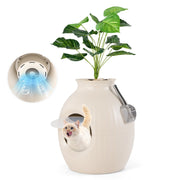 Smart Plant Cat Litter Box with Electronic Odor Removal & Sterilization-Beige-Cat Houses-DECOROLALA