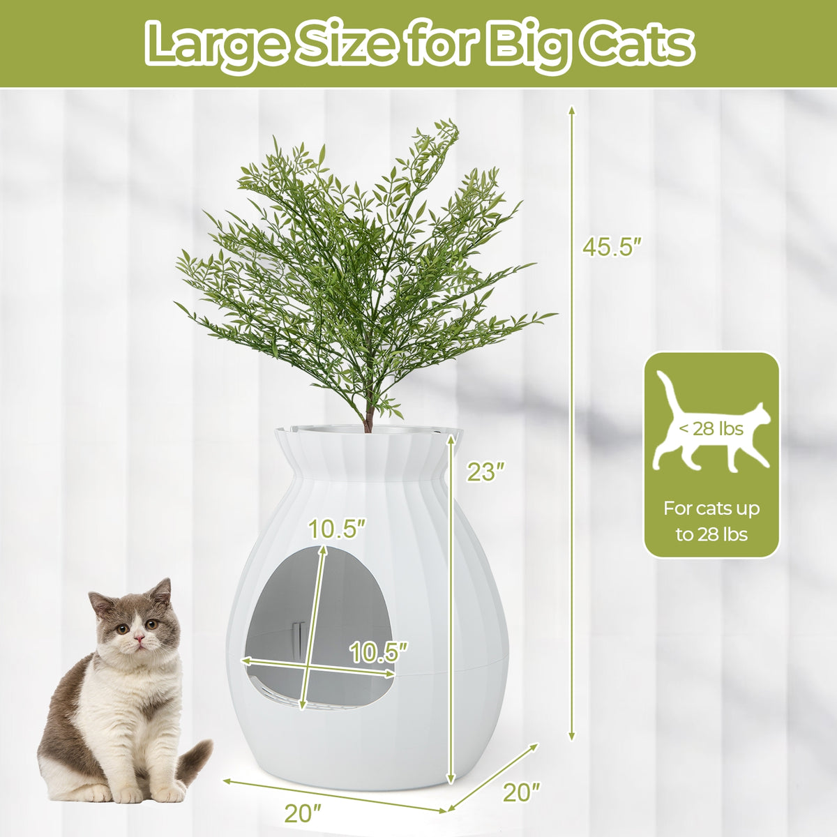 Smart Plant Cat Litter Box with Electronic Odor Removal and Sterilization-White-Cat Supplies-DECOROLALA