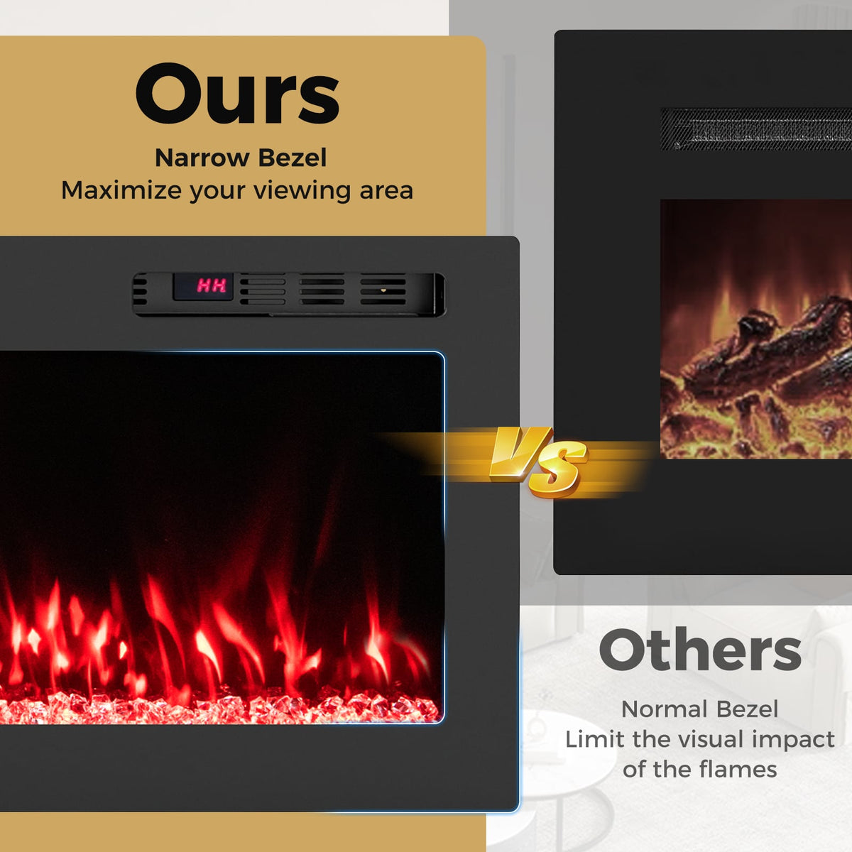 Smart WiFi Electric Fireplace Wall Mounted & Recessed 750W/1500W Heater-60 Inch-Fireplaces-DECOROLALA