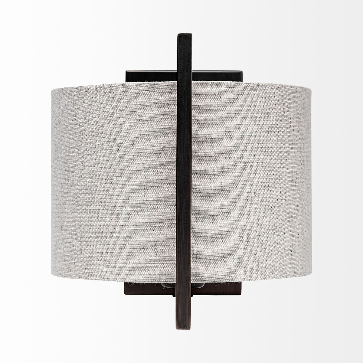 Smithe I 9x13 Black Toned Metal Cream Lampshade Wall Sconce-Wall Sconces-DECOROLALA