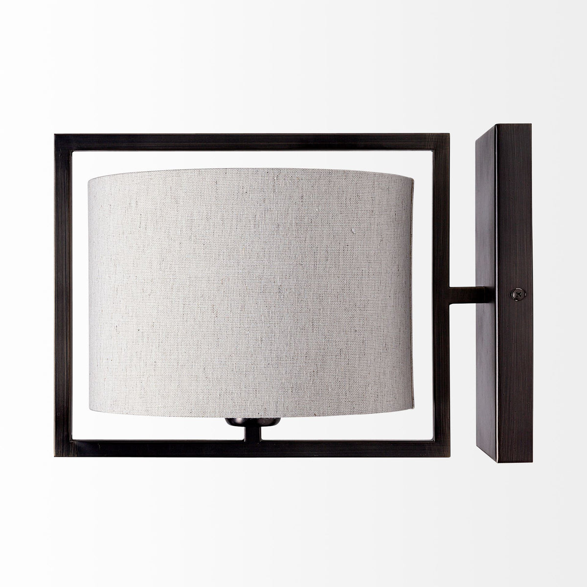 Smithe I 9x13 Black Toned Metal Cream Lampshade Wall Sconce-Wall Sconces-DECOROLALA