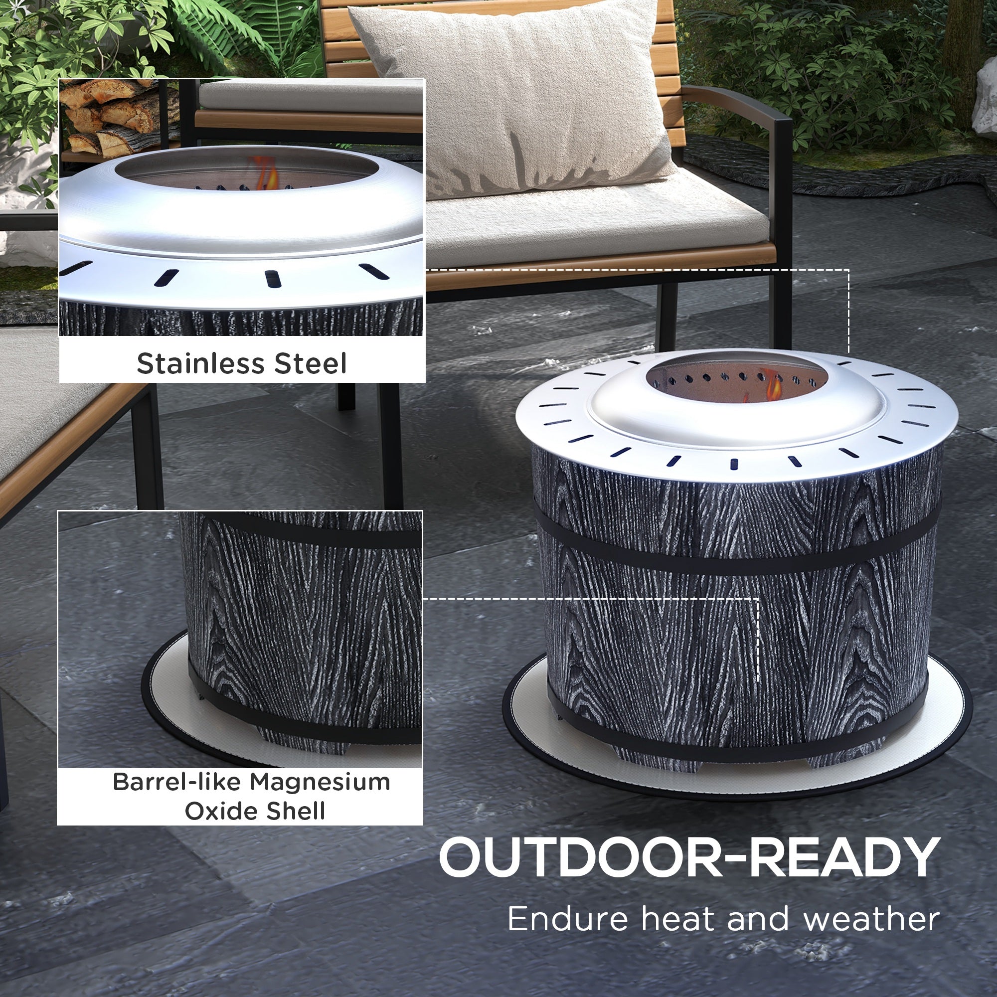 Smokeless Fire Pit, Portable Camping Bonfire Stove with Mat for Backyard Patio Picnic, Magnesium Oxide, Black-Patio & Garden > Fire Pits-DECOROLALA