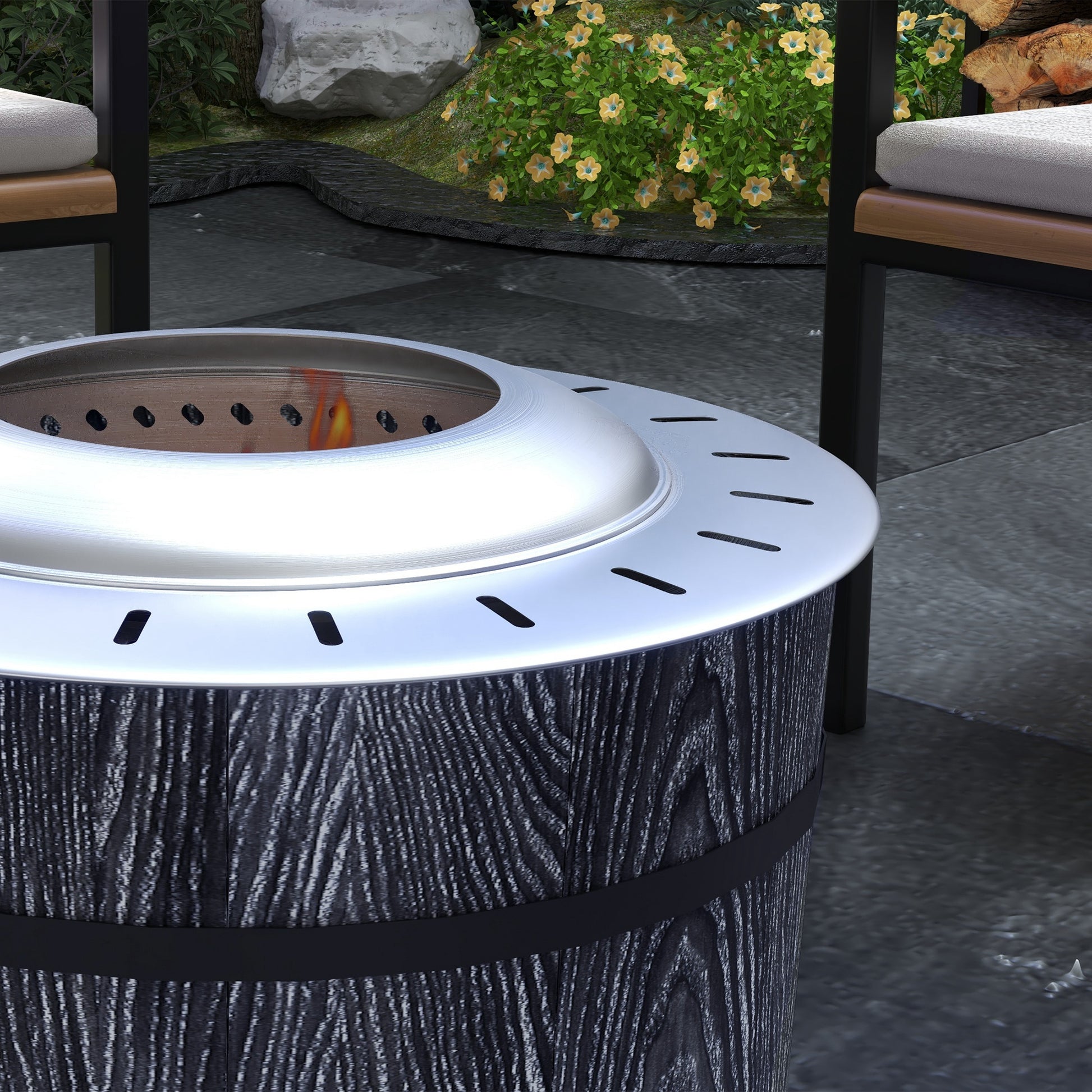 Smokeless Fire Pit, Portable Camping Bonfire Stove with Mat for Backyard Patio Picnic, Magnesium Oxide, Black-Patio & Garden > Fire Pits-DECOROLALA