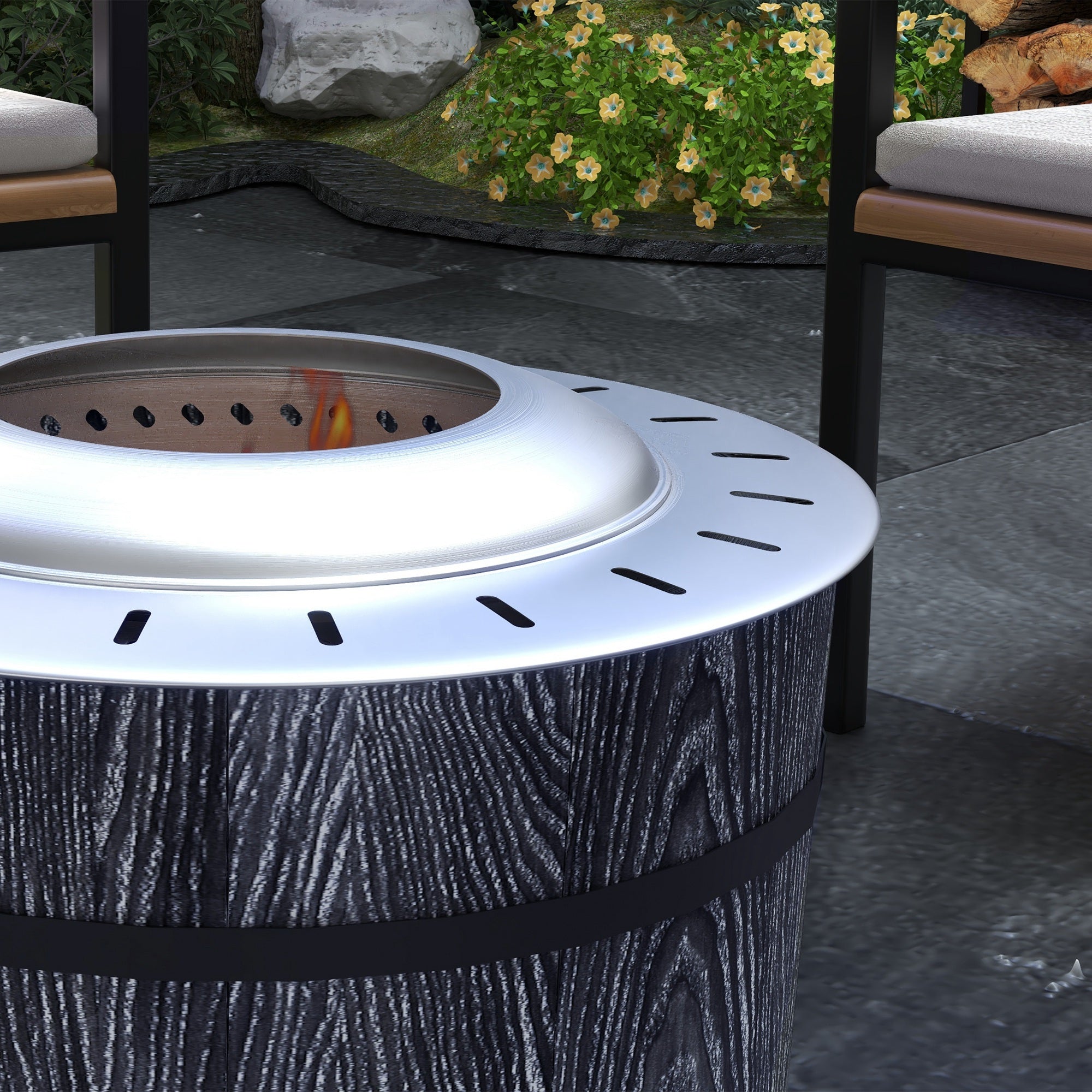 Smokeless Fire Pit, Portable Camping Bonfire Stove with Mat for Backyard Patio Picnic, Magnesium Oxide, Black-Patio & Garden > Fire Pits-DECOROLALA