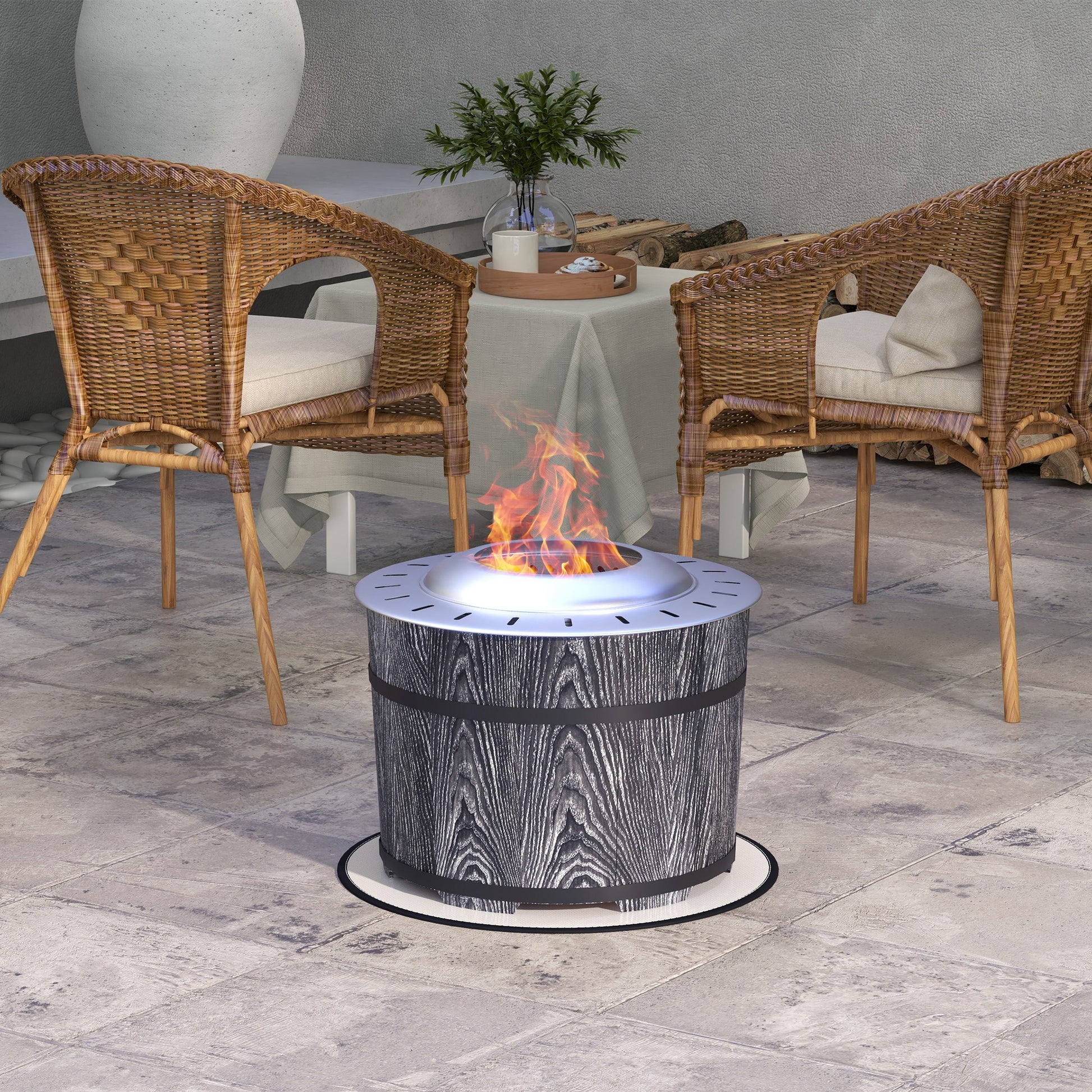 Smokeless Fire Pit, Portable Camping Bonfire Stove with Mat for Backyard Patio Picnic, Magnesium Oxide, Black-Patio & Garden > Fire Pits-DECOROLALA