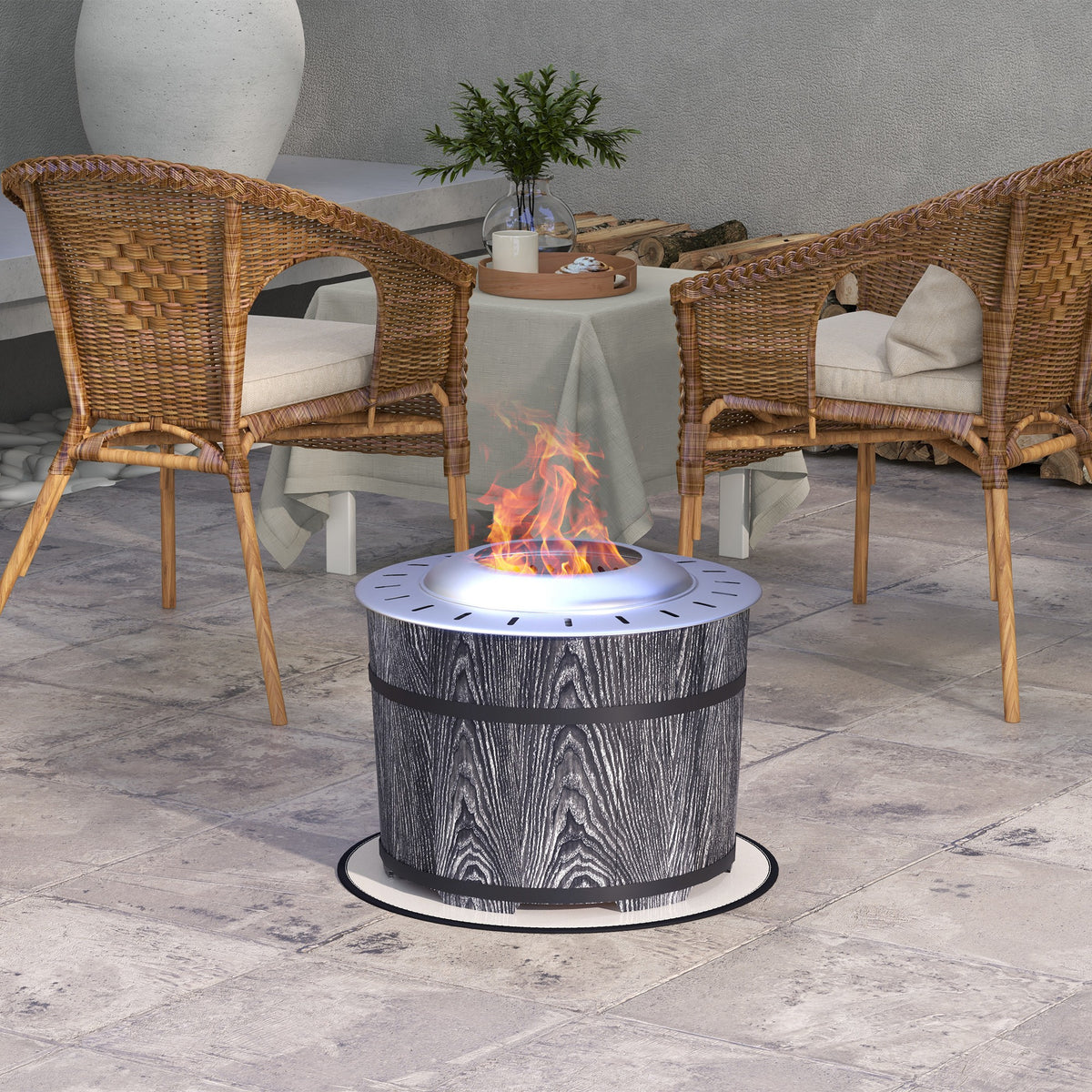 Smokeless Fire Pit, Portable Camping Bonfire Stove with Mat for Backyard Patio Picnic, Magnesium Oxide, Black-Patio & Garden > Fire Pits-DECOROLALA