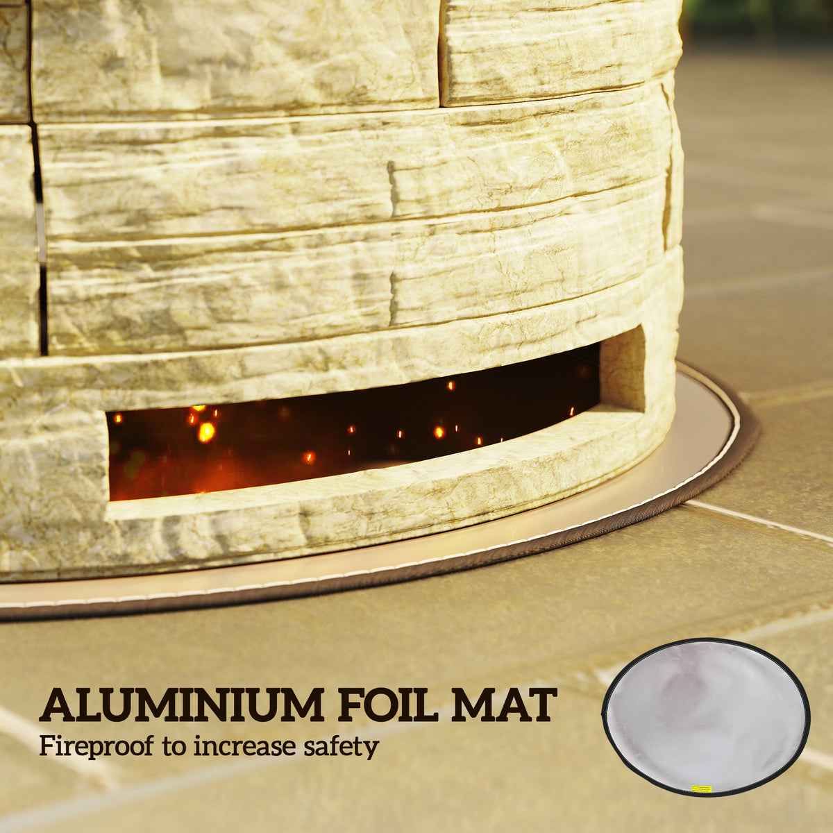 Smokeless Fire Pit, Portable Camping Bonfire Stove with Mat for Backyard Patio Picnic, Magnesium Oxide, Yellow-Patio & Garden > Fire Pits-DECOROLALA