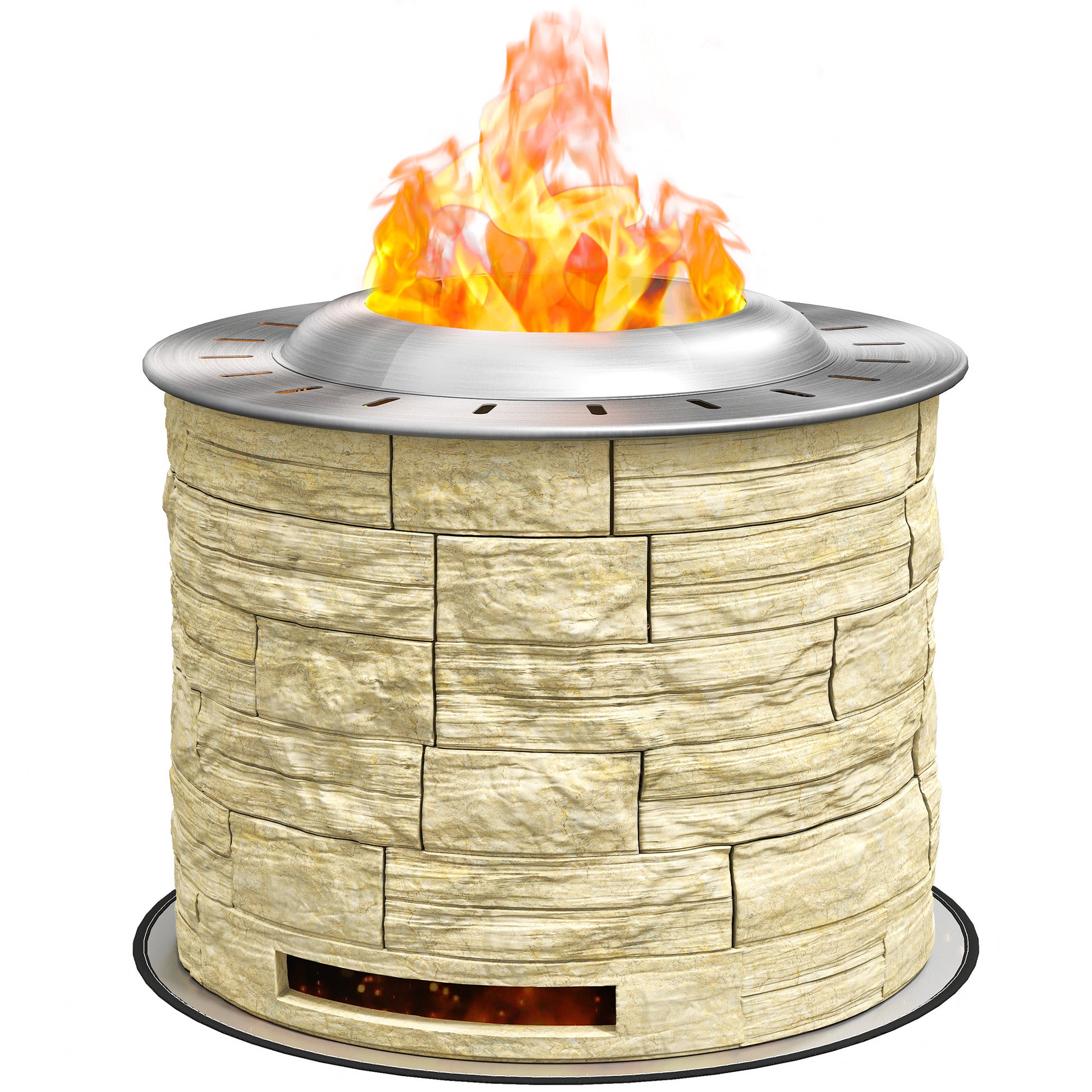 Smokeless Fire Pit, Portable Camping Bonfire Stove with Mat for Backyard Patio Picnic, Magnesium Oxide, Yellow-Patio & Garden > Fire Pits-DECOROLALA