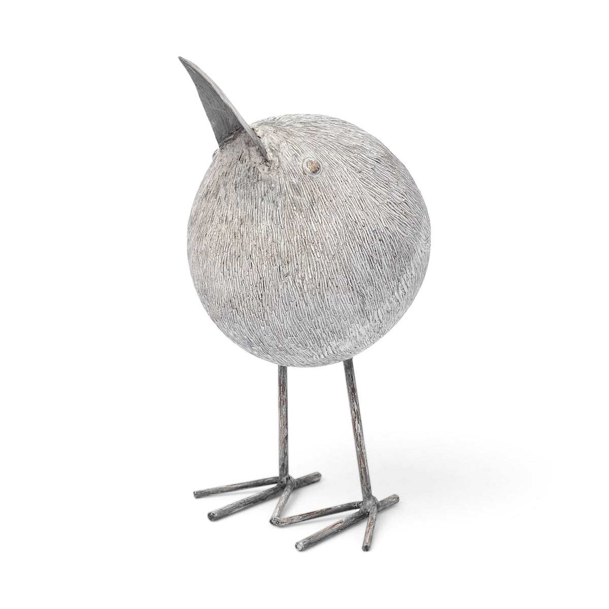 Snipe I 6L x 6W Off-White Resin Bird Ornament W/ Metal Feet-Objects-DECOROLALA