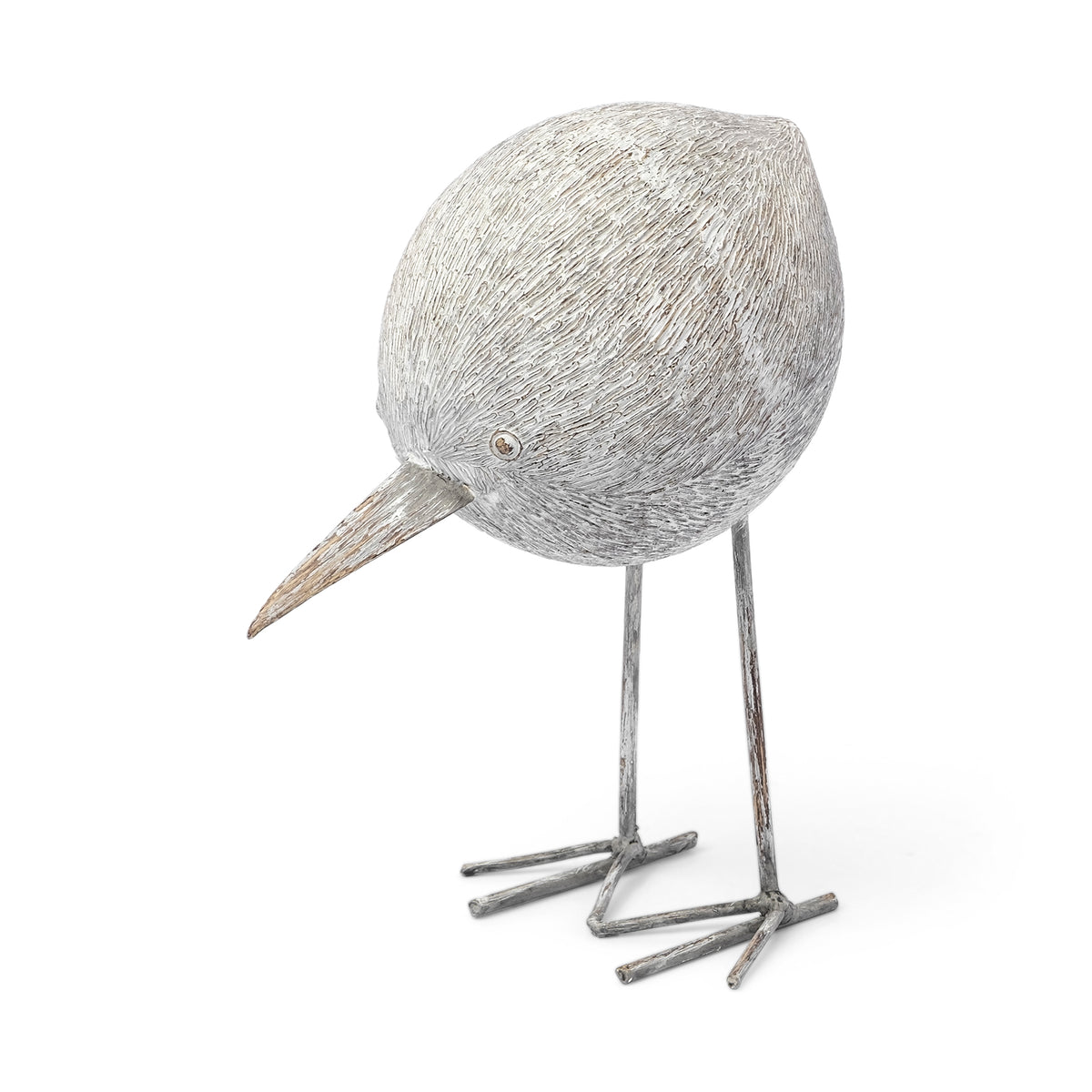 Snipe II 6L x 6W Off-White Resin Bird Ornament W/ Metal Feet-Objects-DECOROLALA