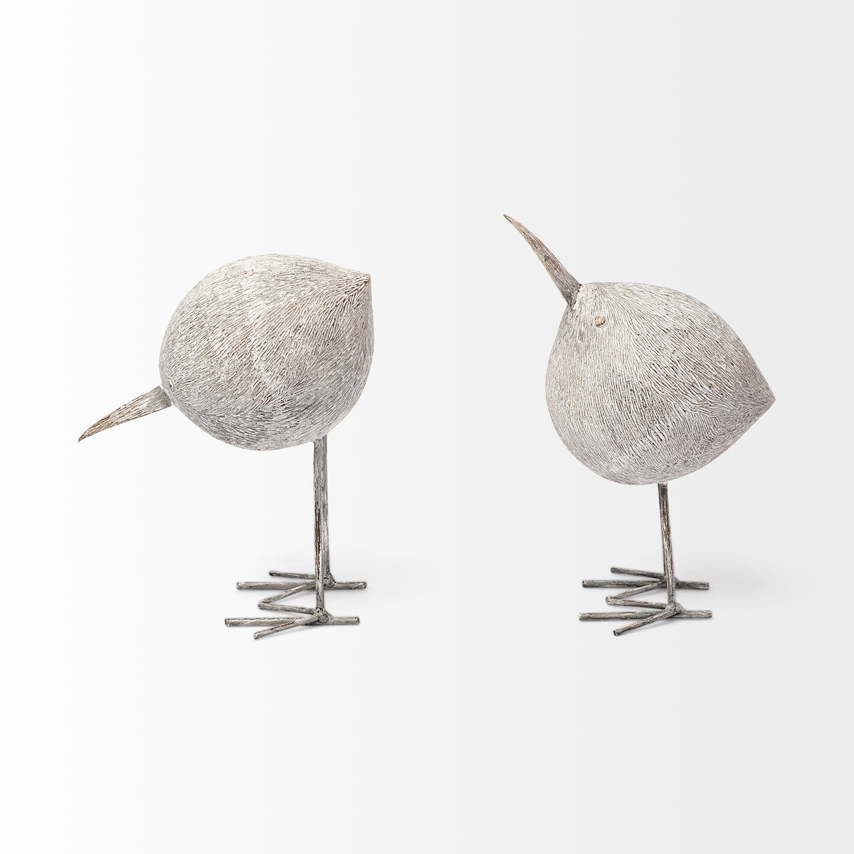 Snipe II 6L x 6W Off-White Resin Bird Ornament W/ Metal Feet-Objects-DECOROLALA