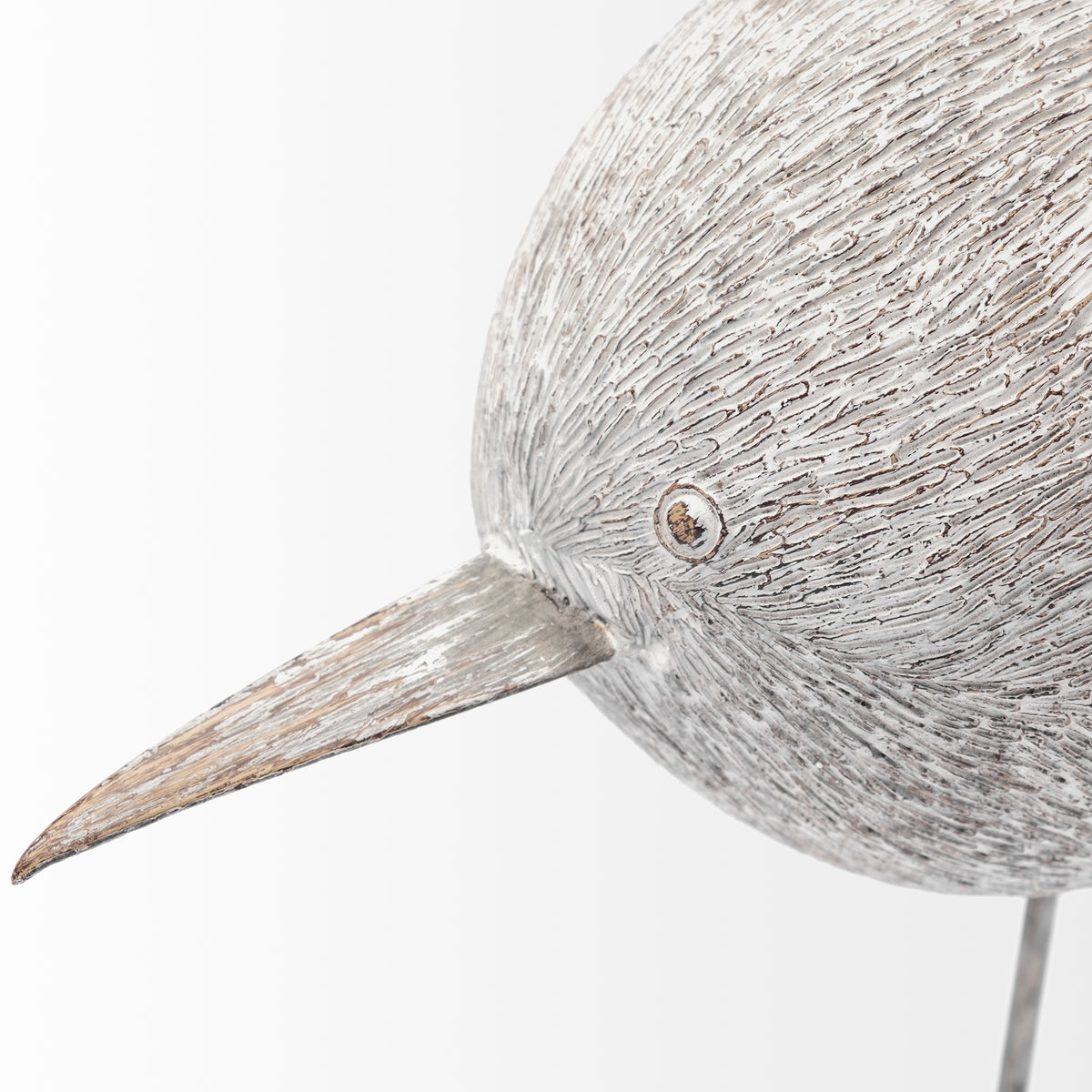 Snipe II 6L x 6W Off-White Resin Bird Ornament W/ Metal Feet-Objects-DECOROLALA
