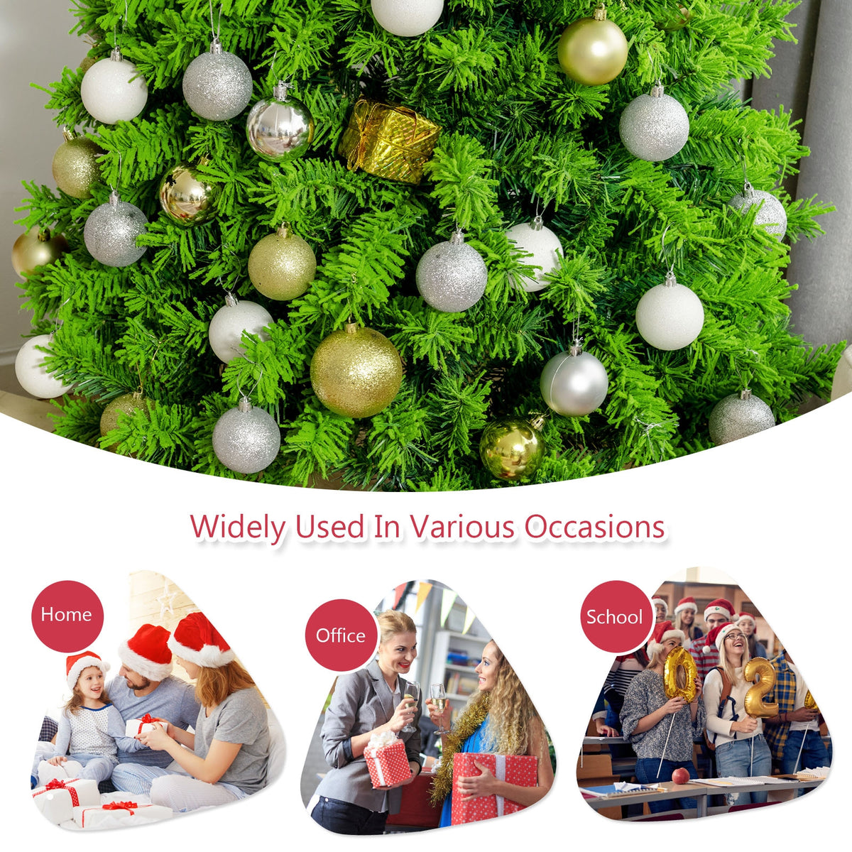Snow Flocked Artificial Christmas Tree with Metal Stand-6.5'-Christmas Trees-DECOROLALA