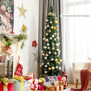 Snowy Artificial Pencil Christmas Tree with Pine Cones-7 ft-Christmas Trees-DECOROLALA