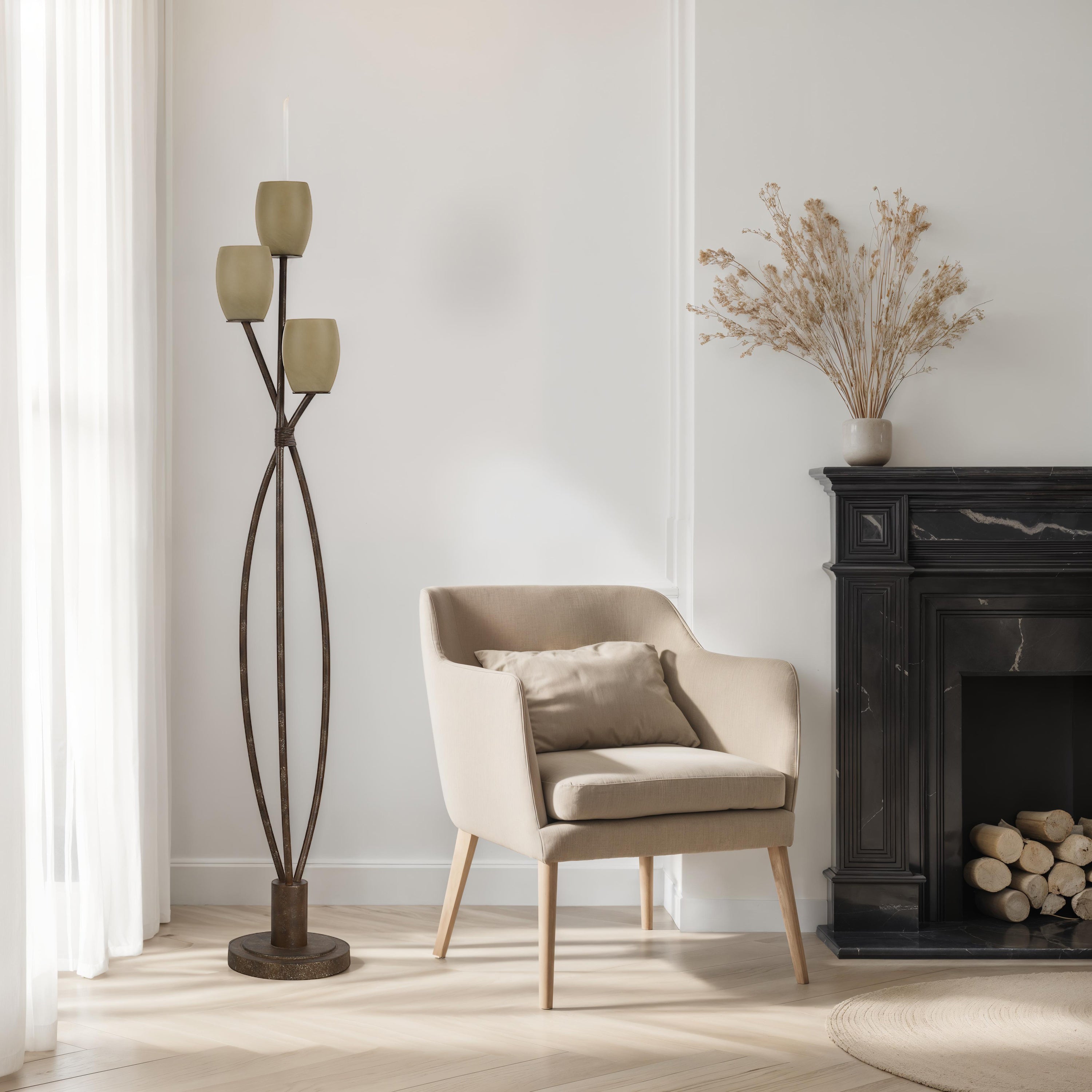 Soan 65.0" Height Floor Lamps, Copper Bronze With Gold-Floor Lamp-DECOROLALA