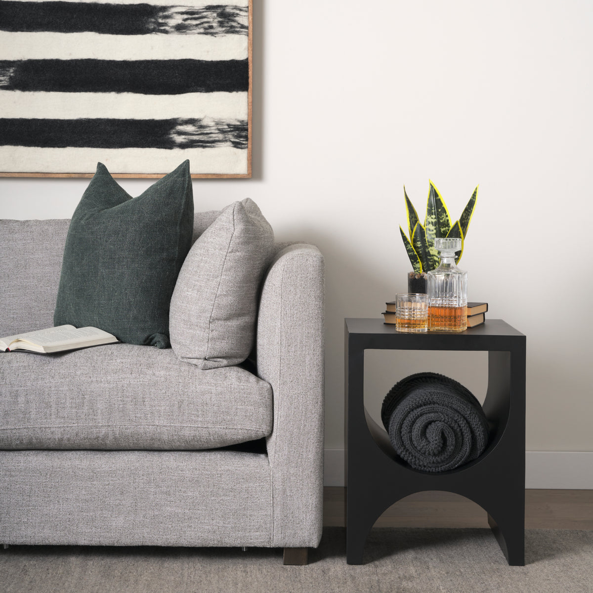 Sobi Matte Black Square Metal Side Table-Accent Tables-DECOROLALA