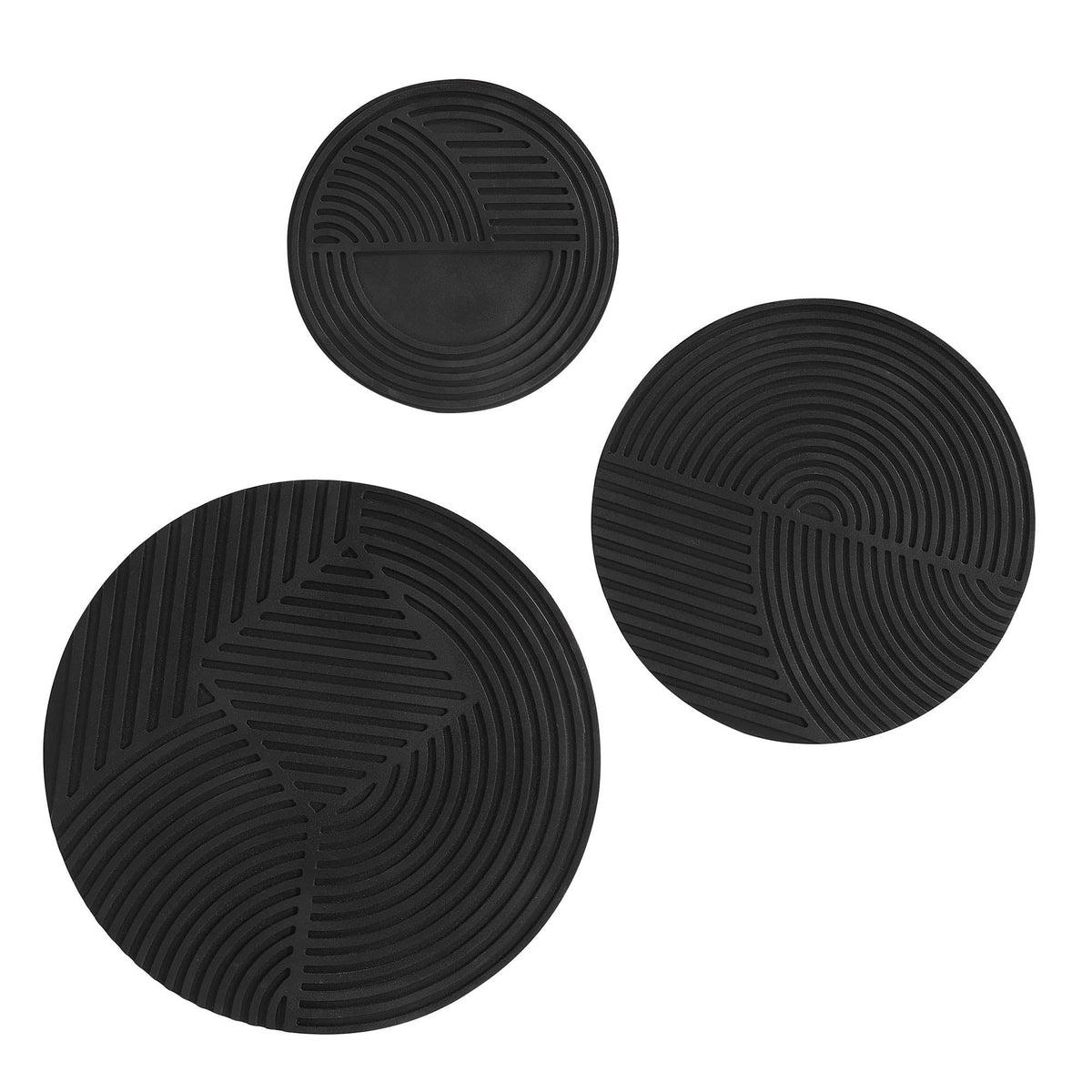 Sofia 3 Piece Wide Wall Art, Matte black-Wall Art Prints-DECOROLALA