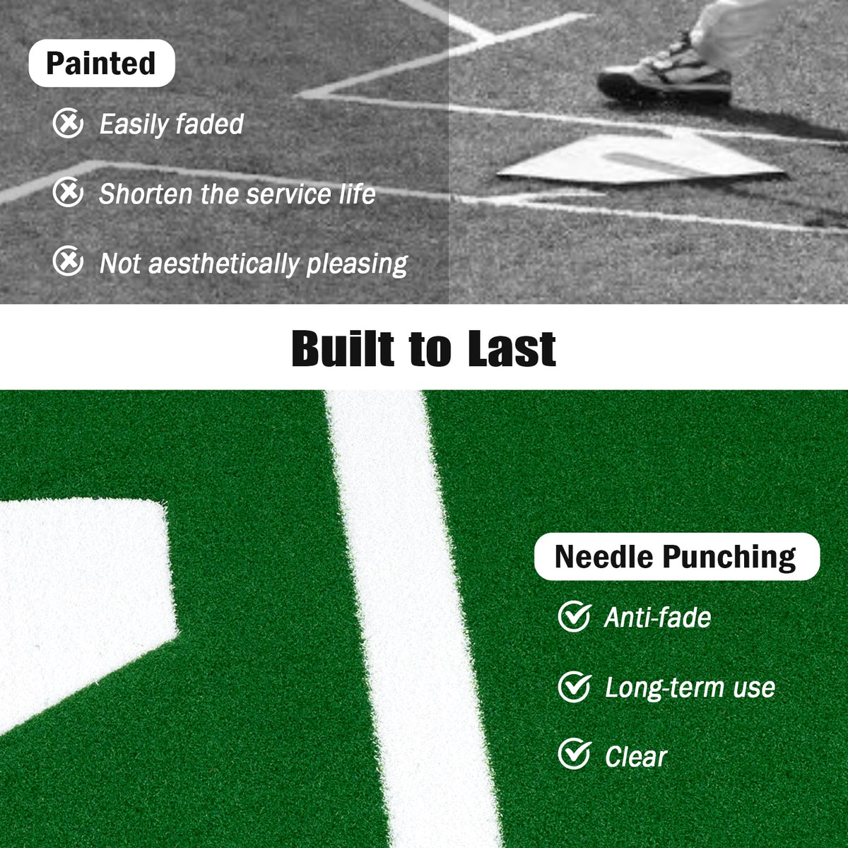 Softball Pitching Mat 10 x 3 Feet Softball Training Aid-Green-Golf-DECOROLALA