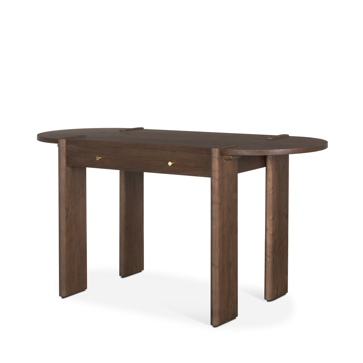 Sohan Dark Brown Elm Wood Oblong Desk-Office-DECOROLALA