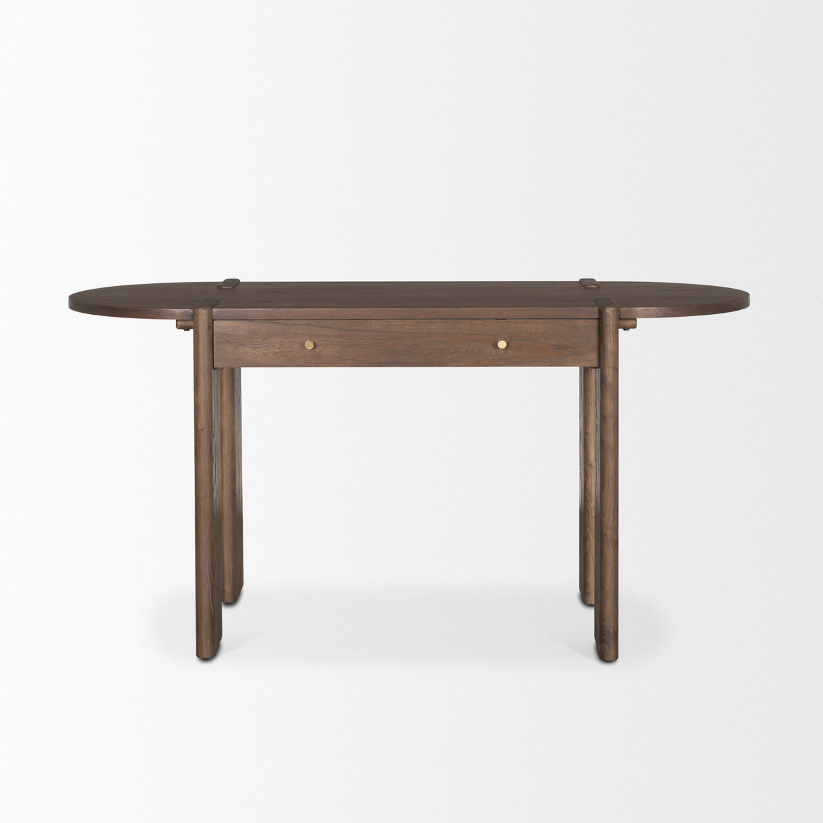 Sohan Dark Brown Elm Wood Oblong Desk-Office-DECOROLALA