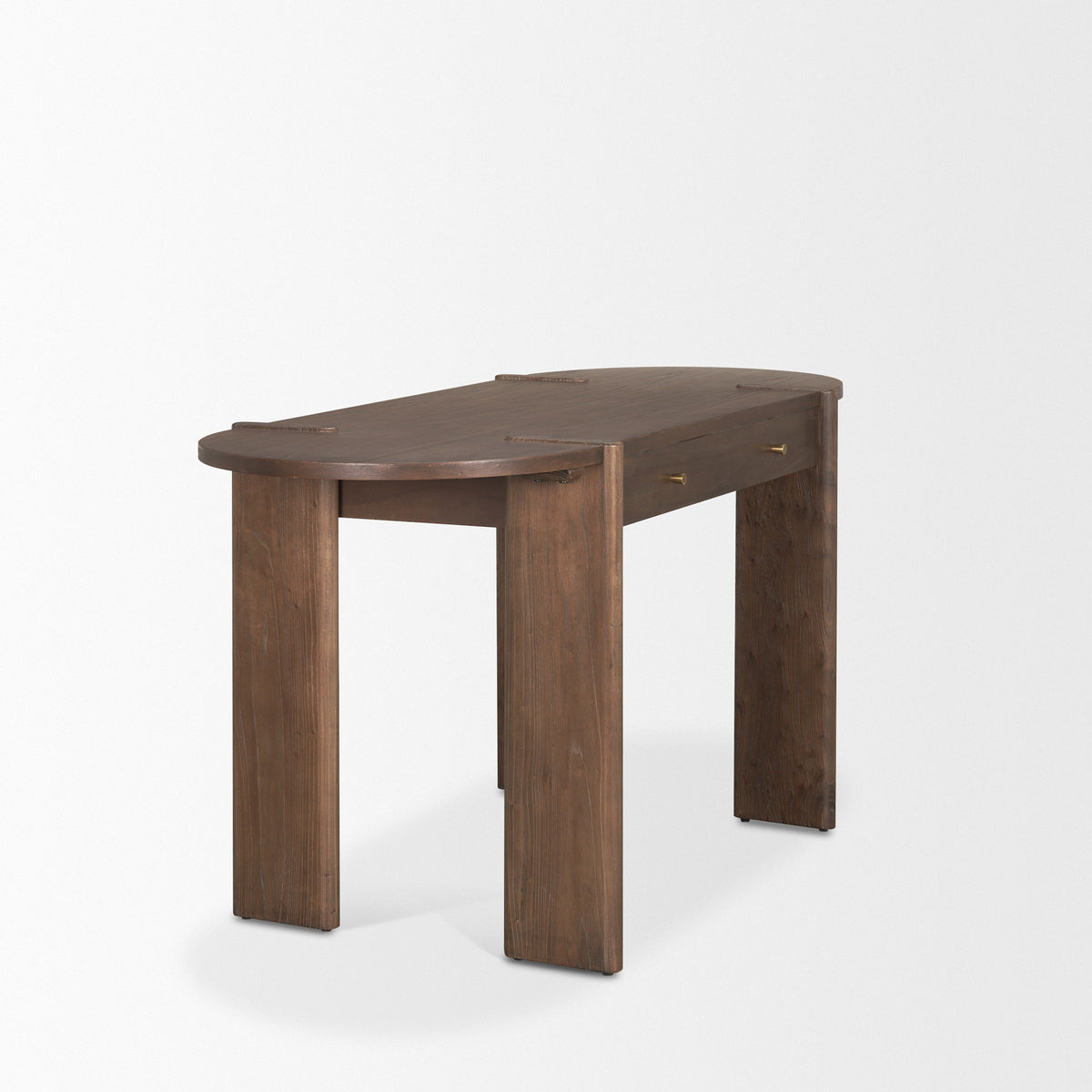 Sohan Dark Brown Elm Wood Oblong Desk-Office-DECOROLALA