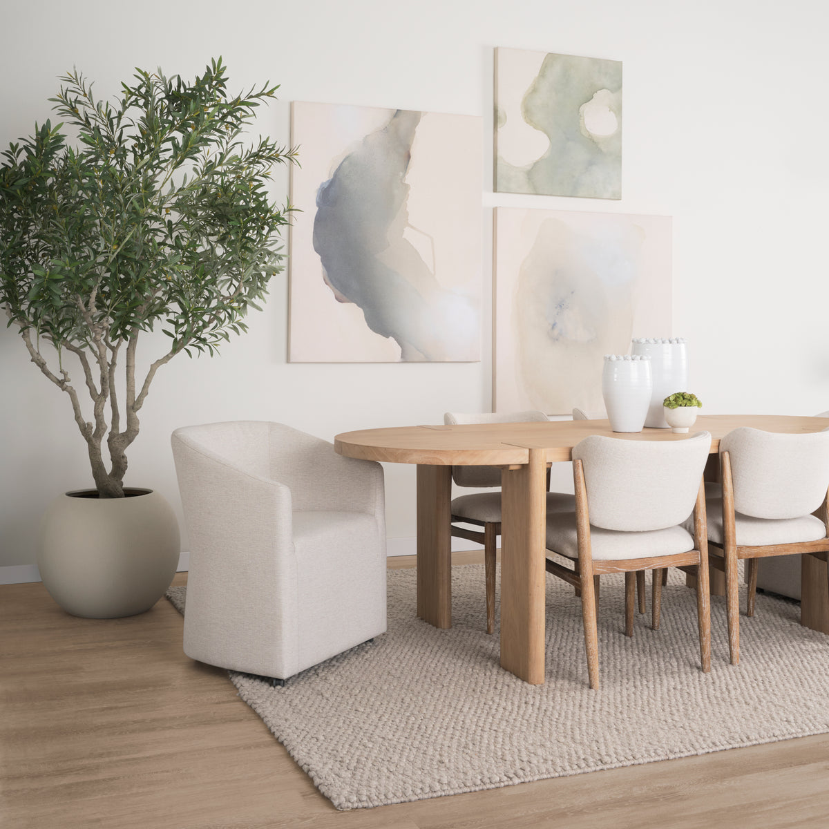 Sohan Oval Wood Dining Table - Seats 8-Dining Tables-DECOROLALA
