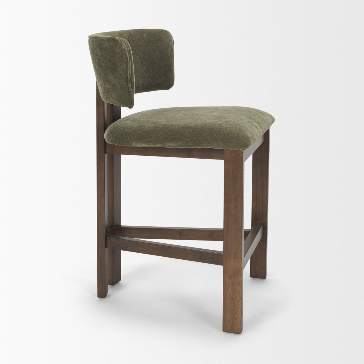 Soho Curved Open Back Chenille Tripod Frame Counter Stool-Bar Stools-DECOROLALA