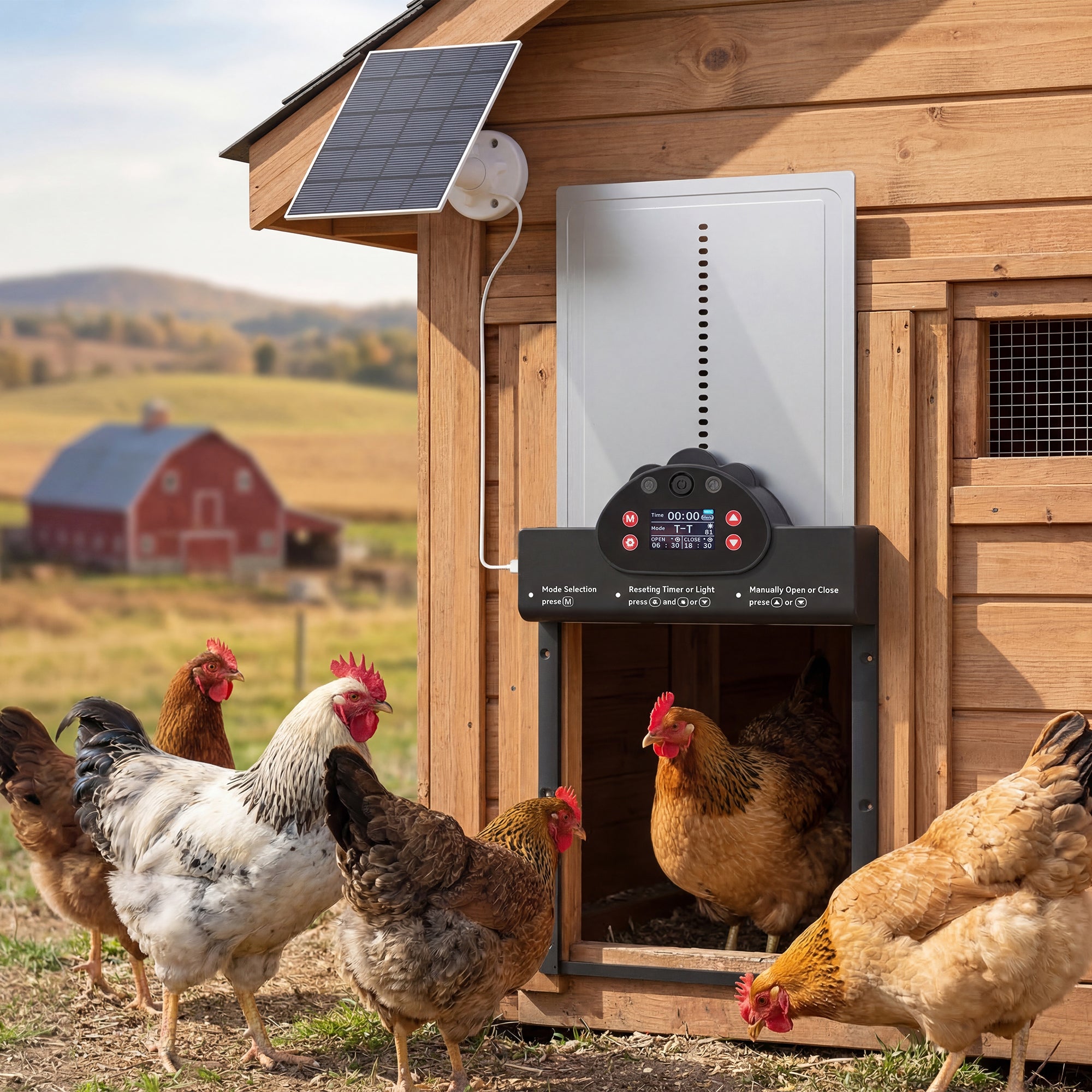 Solar Powered Automatic Chicken Coop Door with 2K AI Camera-Small Animals-DECOROLALA