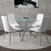 Solara II Devo 5-Piece Dining Set - Glass and Chrome-DECOROLALA