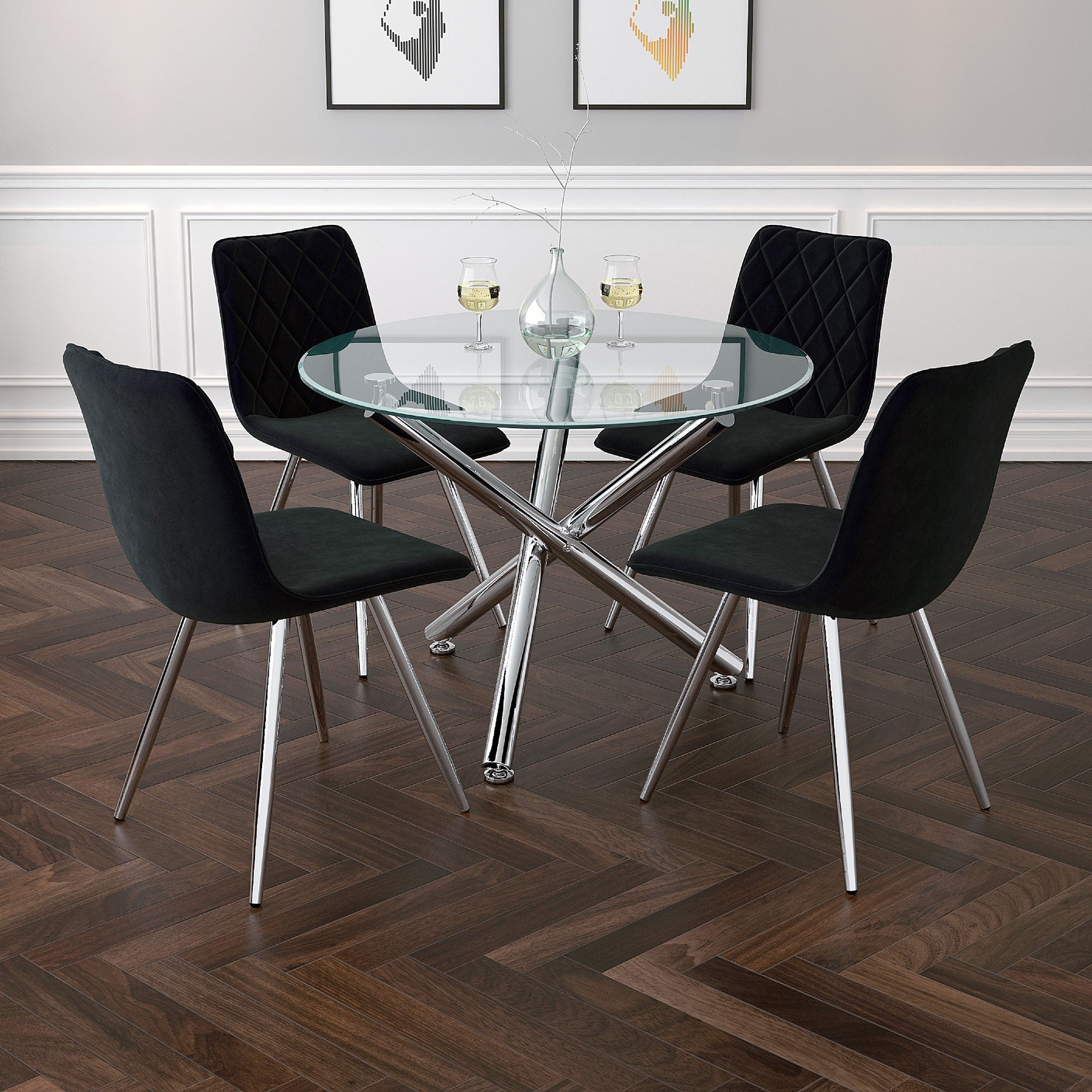 Solara II Round Dining Table - 40" Glass & Chrome-DECOROLALA