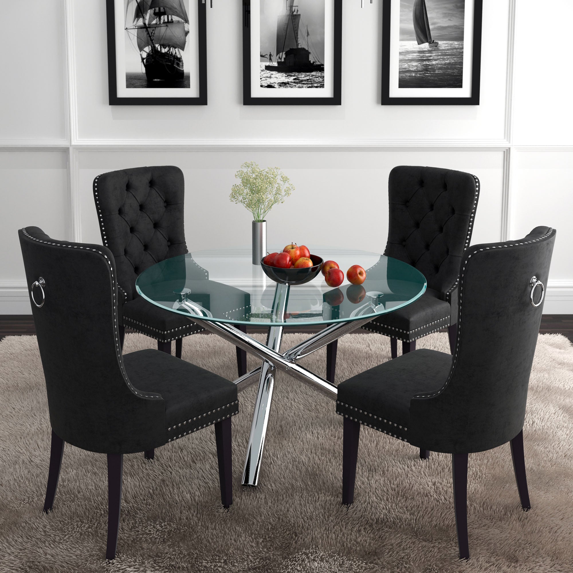 Solara II Round Dining Table - 40" Glass & Chrome-DECOROLALA