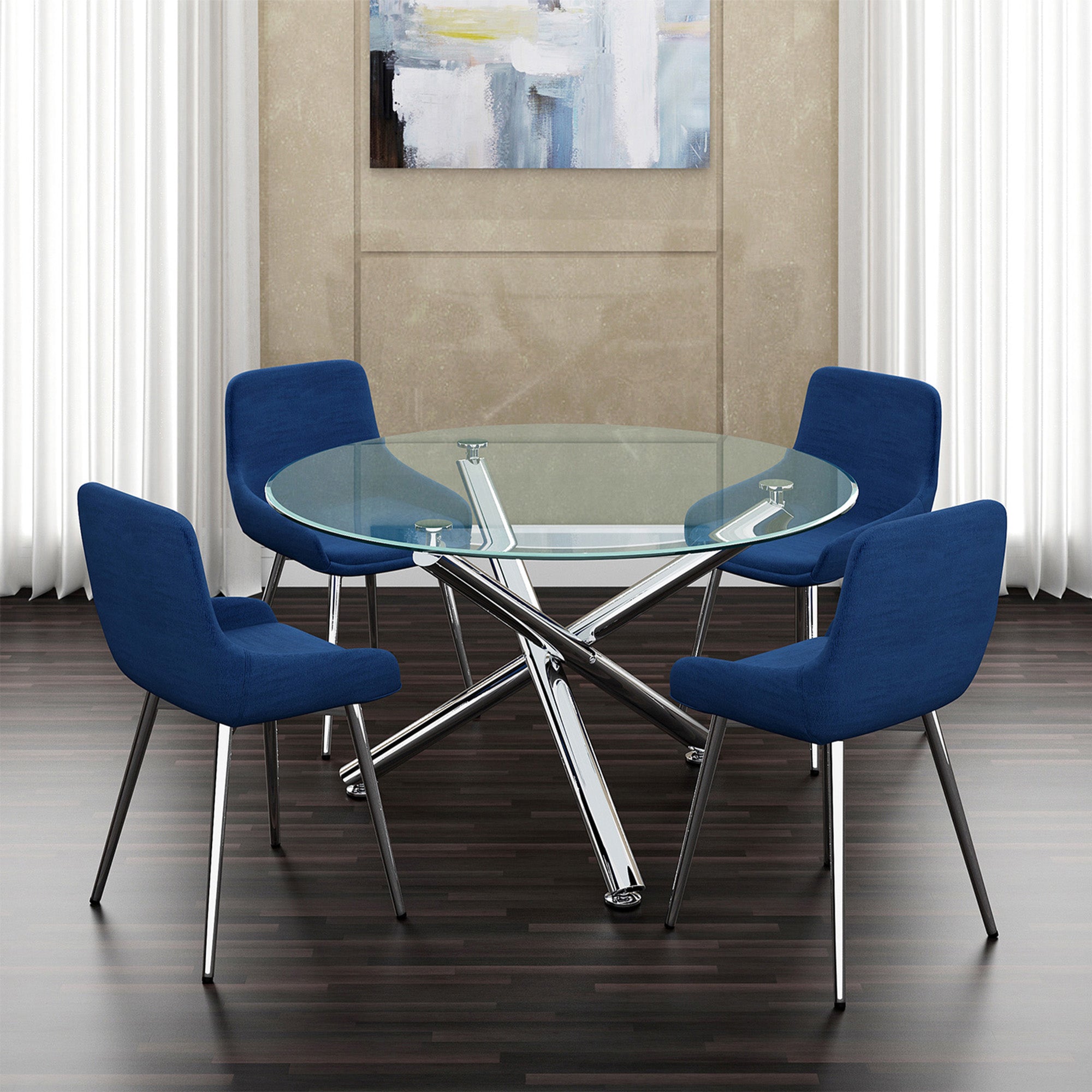 Solara II Round Dining Table - 40" Glass & Chrome-DECOROLALA