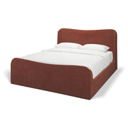 Solene King Upholstered Bedframe w/ Footbed | Curved Headboard | Burgundy Fabric-Bed Frame & Headboards-DECOROLALA