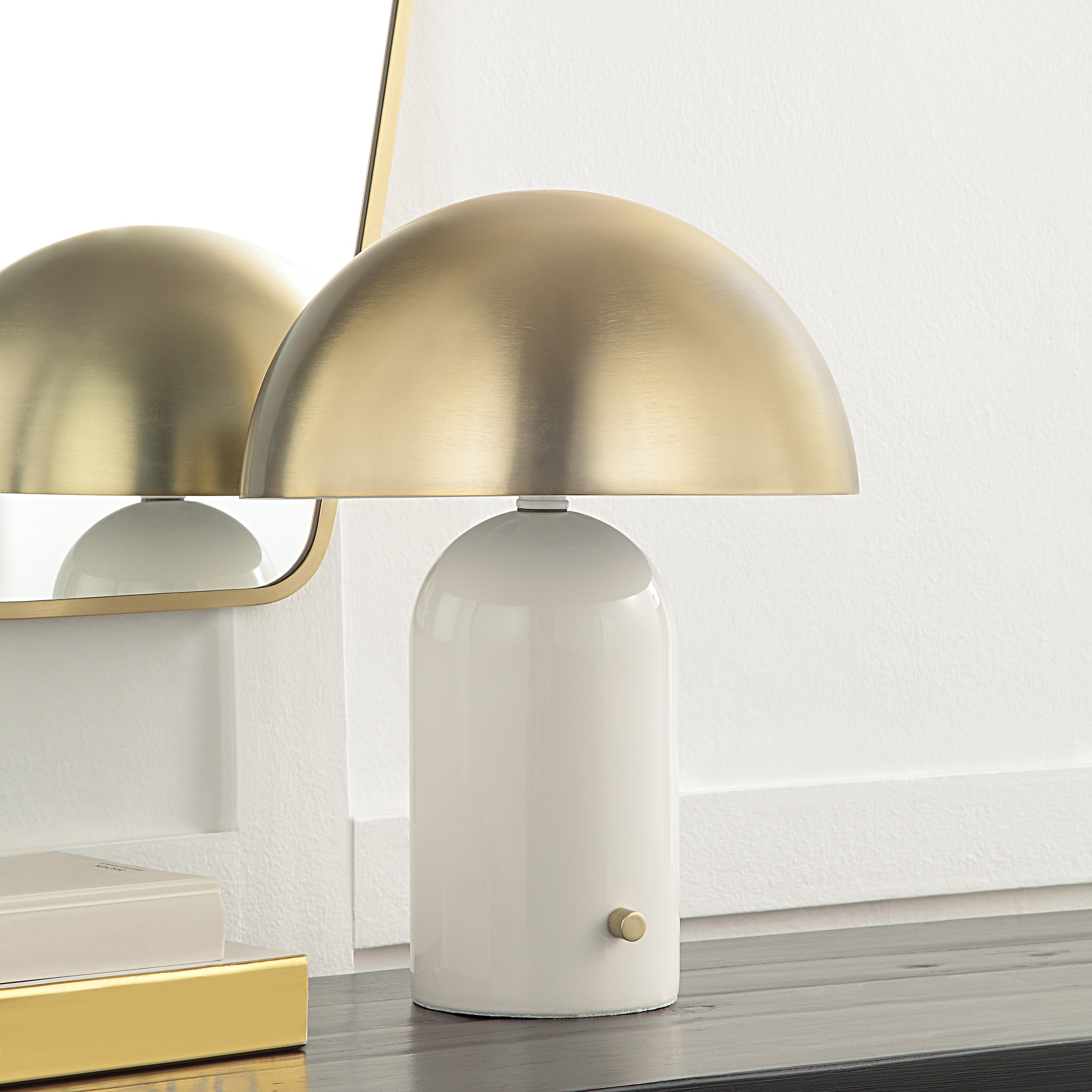 Solero 16" Tall Table Lamp with Dimmer & Dome Shade-Table Lamp-DECOROLALA