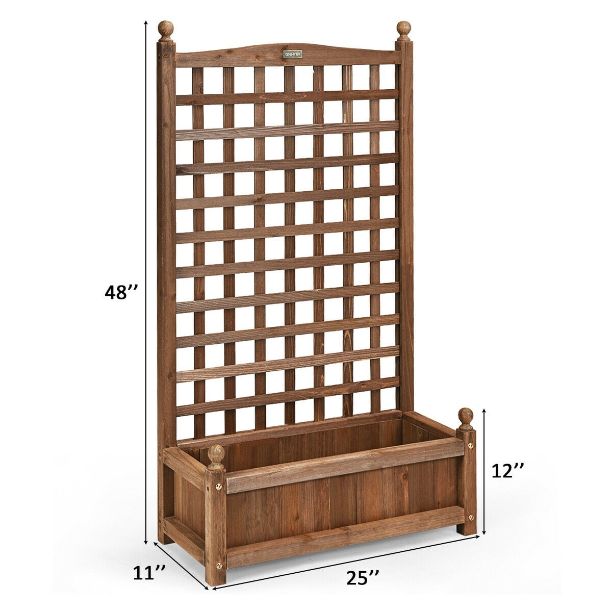 Solid Free Standing Wood Planter Box with Trellis for Garden-Raised Garden Beds-DECOROLALA