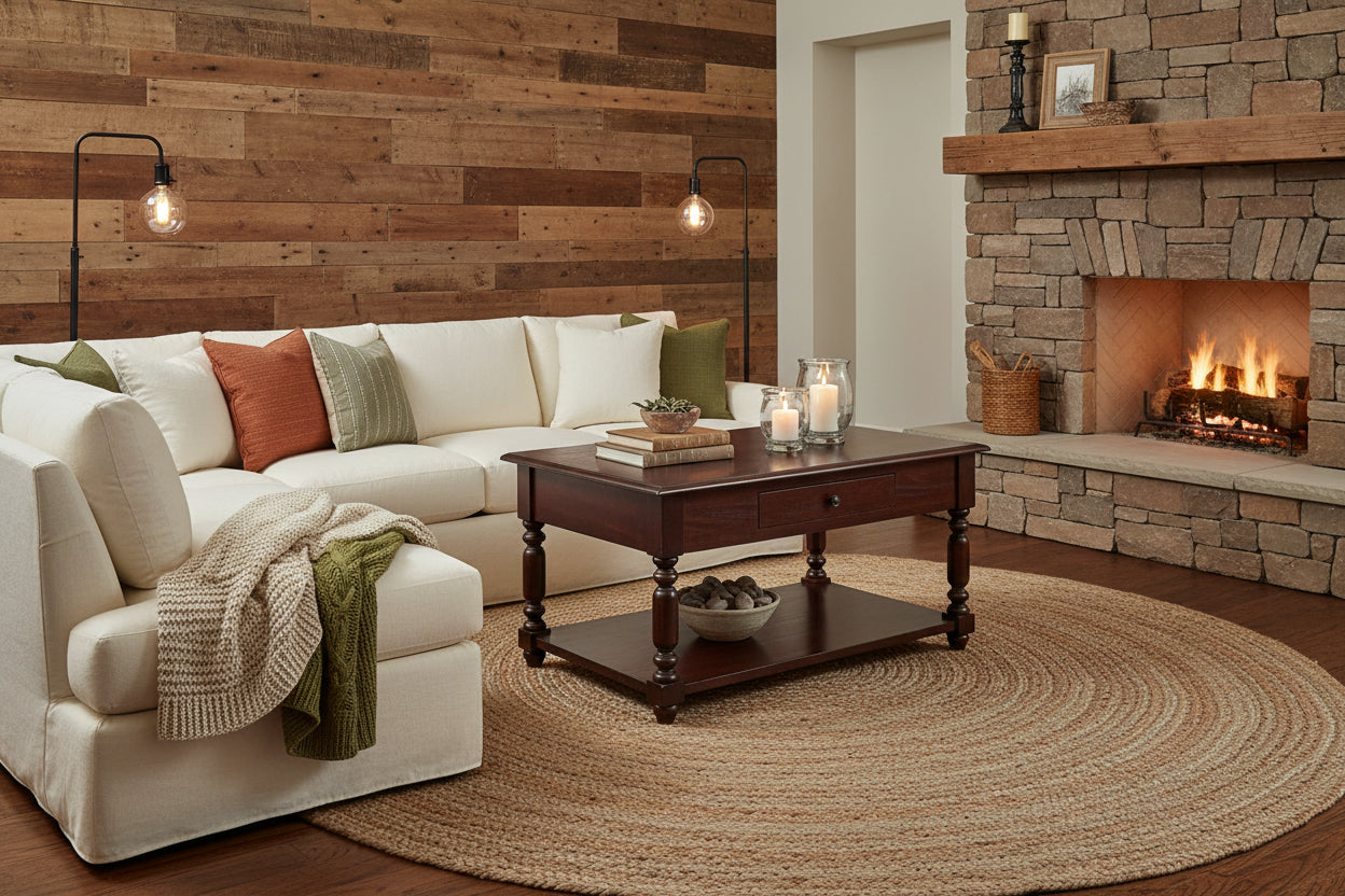 Solid Mango Wood Console Table with Turned Legs - Cherry Finish-Coffee Table-DECOROLALA