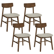 Solid Rubber Wood Dining Chairs Set of 4 with Curved Backrest-Walnut-Dining Chairs-DECOROLALA