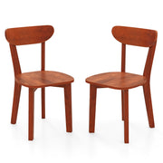 Solid Wood Dining Chair Set of 2 with Curved Backrest and Rubber Wood Frame-Espresso-Dining Chairs-DECOROLALA