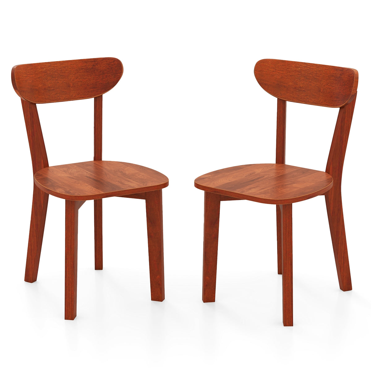 Solid Wood Dining Chair Set of 2 with Curved Backrest and Rubber Wood Frame-Espresso-Dining Chairs-DECOROLALA