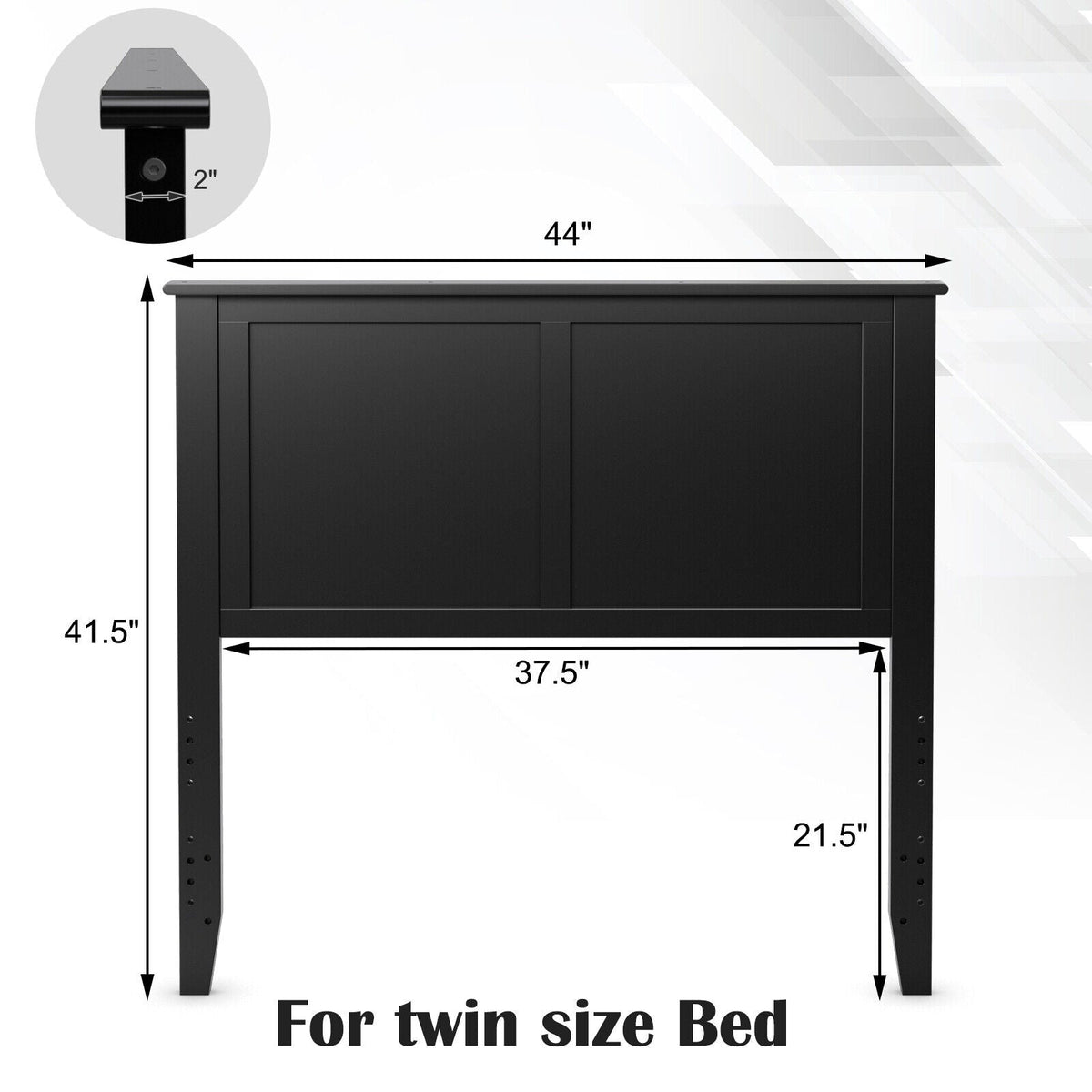 Solid Wood Flat Panel Twin Headboard - Adjustable Height-Headboards-DECOROLALA