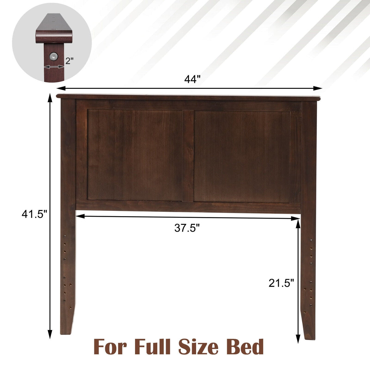 Solid Wood Flat Panel Twin Headboard - Adjustable Height-Headboards-DECOROLALA