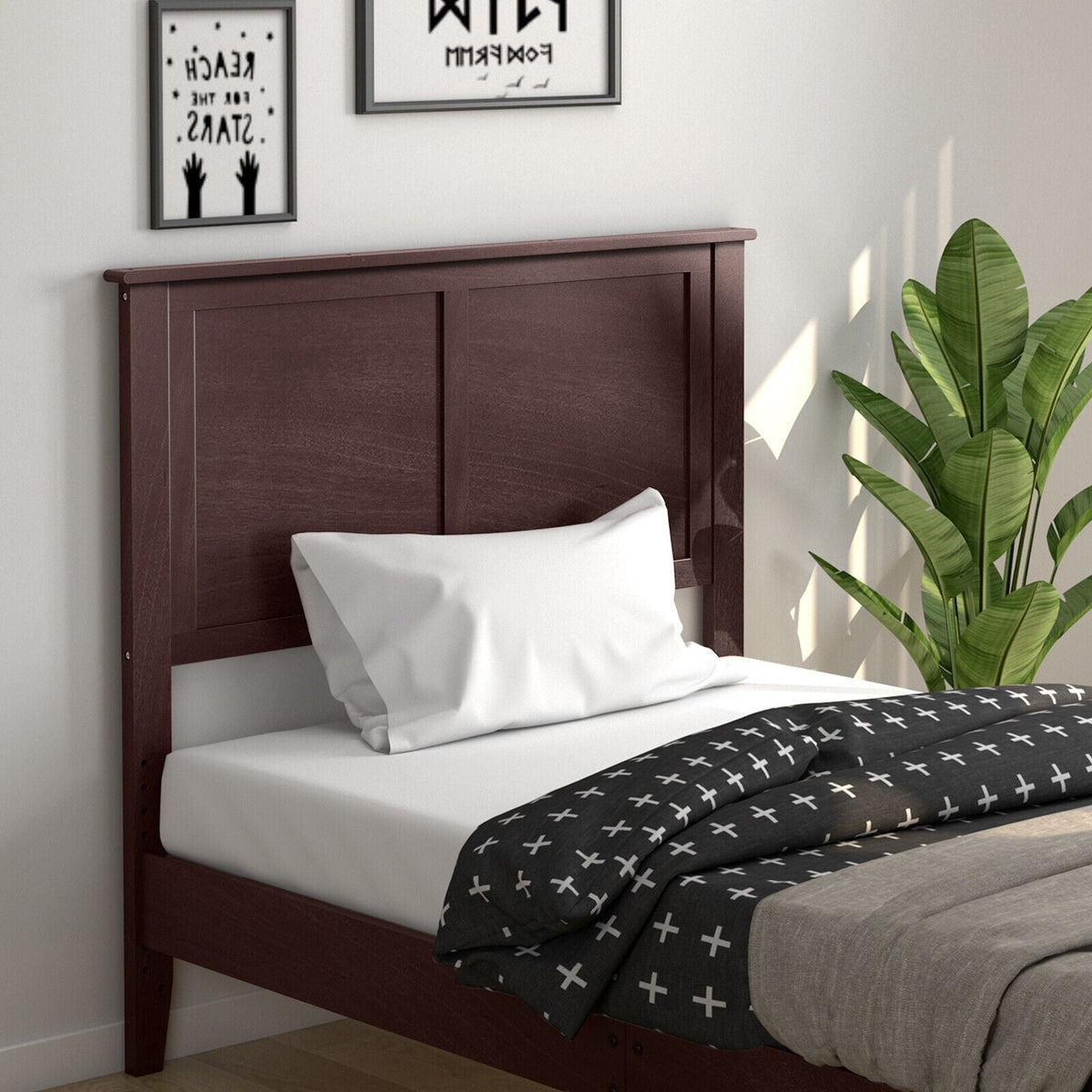 Solid Wood Flat Panel Twin Headboard - Adjustable Height-Headboards-DECOROLALA
