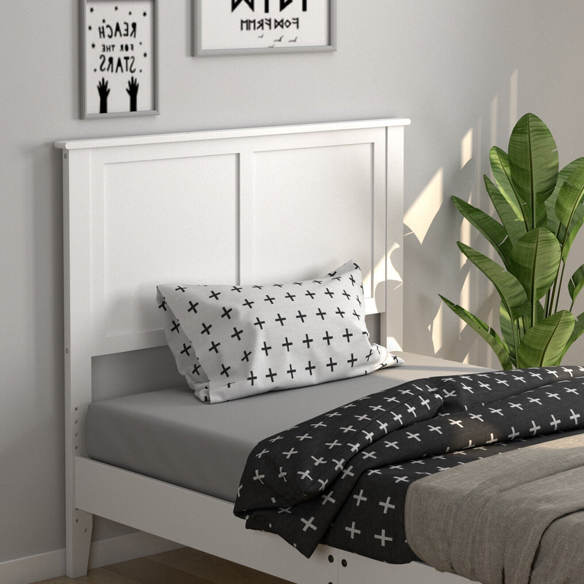 Solid Wood Flat Panel Twin Headboard - Adjustable Height-Headboards-DECOROLALA