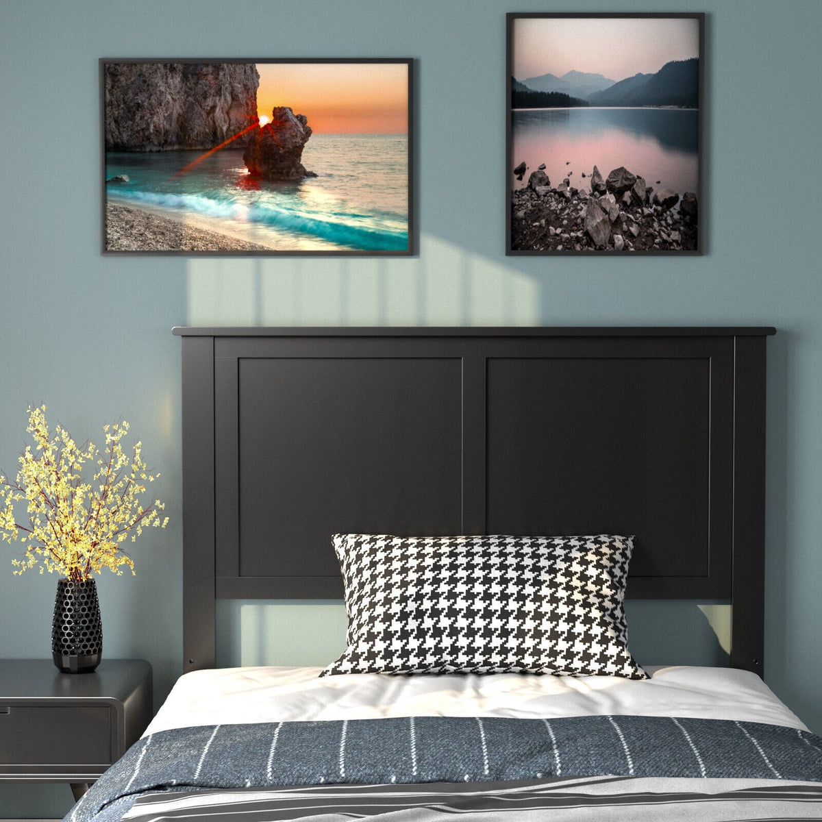 Solid Wood Flat Panel Twin Headboard - Adjustable Height-Headboards-DECOROLALA