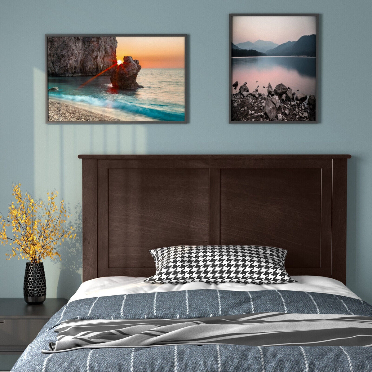 Solid Wood Flat Panel Twin Headboard - Adjustable Height-Headboards-DECOROLALA