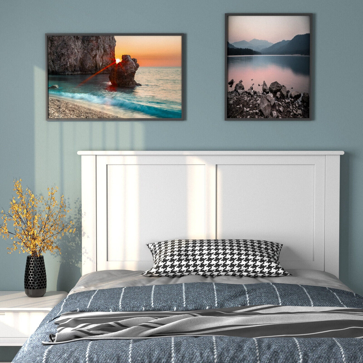 Solid Wood Flat Panel Twin Headboard - Adjustable Height-Headboards-DECOROLALA