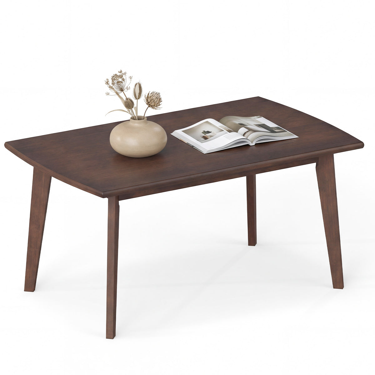 Solid Wood Modern Coffee Table with Tapered Legs-Walnut-Coffee Tables-DECOROLALA